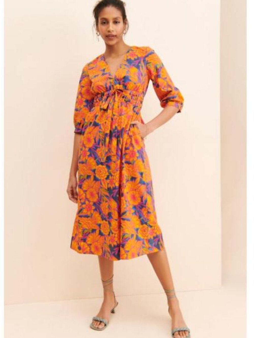 Gilner Farrar Orange DEVIN Midi Dress | Boutique Quality | Size Large